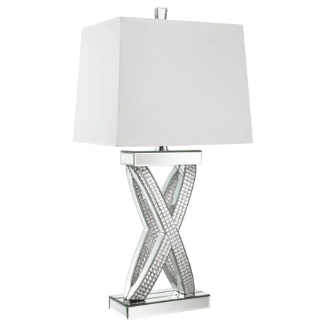 Dominick White and Mirror Table Lamp with Rectange Shade by Coaster at Eve Furniture