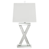 Dominick White and Mirror Table Lamp with Rectange Shade by Coaster at Eve Furniture