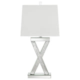 Dominick White and Mirror Table Lamp with Rectange Shade by Coaster at Eve Furniture