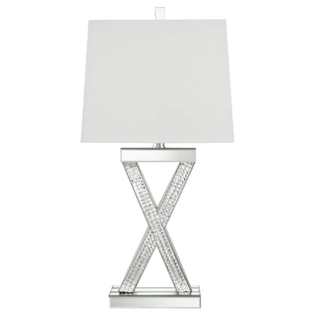 Dominick White and Mirror Table Lamp with Rectange Shade by Coaster at Eve Furniture