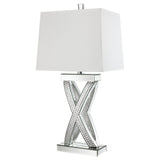 Dominick White and Mirror Table Lamp with Rectange Shade by Coaster at Eve Furniture