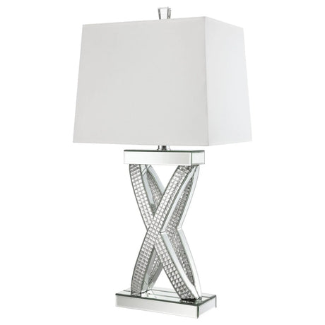 Dominick White and Mirror Table Lamp with Rectange Shade by Coaster at Eve Furniture