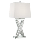 Dominick White and Mirror Table Lamp with Rectange Shade by Coaster at Eve Furniture