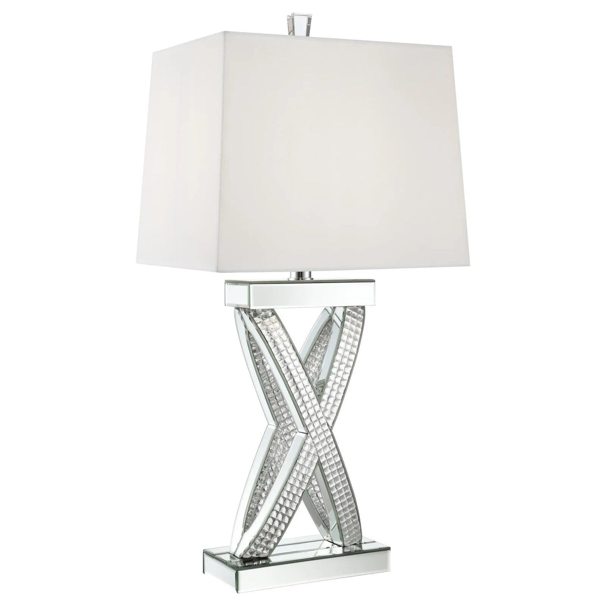 Dominick White and Mirror Table Lamp with Rectange Shade by Coaster at Eve Furniture
