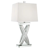 Dominick White and Mirror Table Lamp with Rectange Shade by Coaster at Eve Furniture