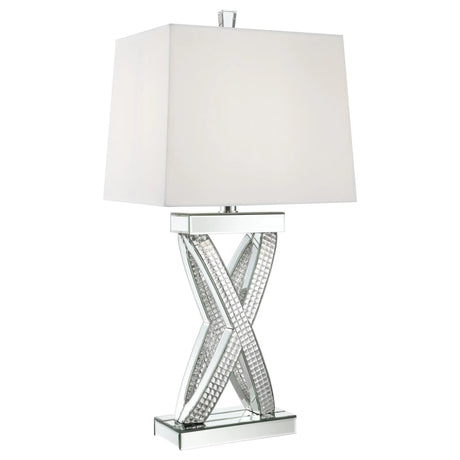 Dominick White and Mirror Table Lamp with Rectange Shade by Coaster at Eve Furniture