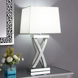 Dominick White and Mirror Table Lamp with Rectange Shade by Coaster at Eve Furniture
