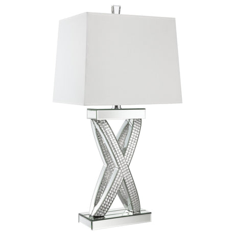 Dominick White and Mirror Table Lamp with Rectange Shade by Coaster at Eve Furniture