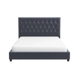 Donald Mid Century Modern Grey Velvet Platform Bed King by Ashcroft Furniture at Eve Furniture