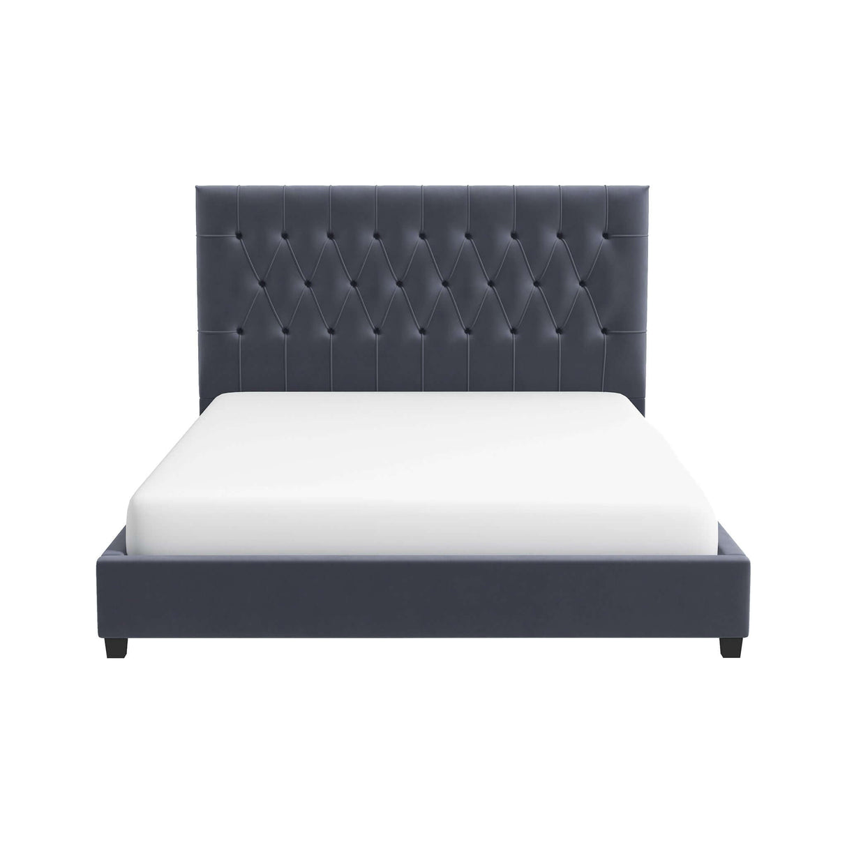 Donald Mid Century Modern Grey Velvet Platform Bed Queen by Ashcroft Furniture at Eve Furniture