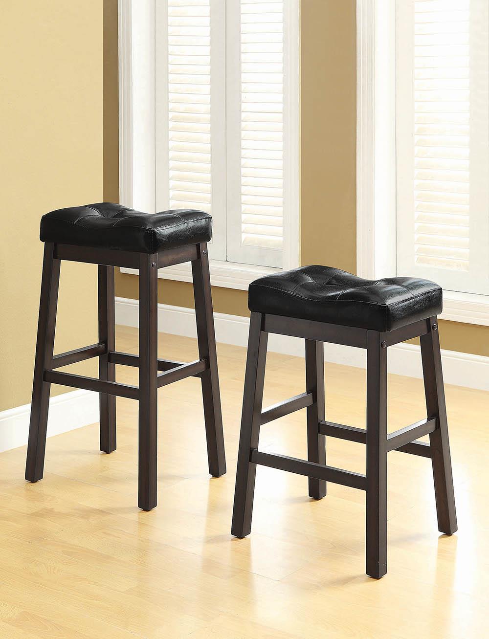 Donald Black/Cappuccino Upholstered Bar Stools, Set of 2