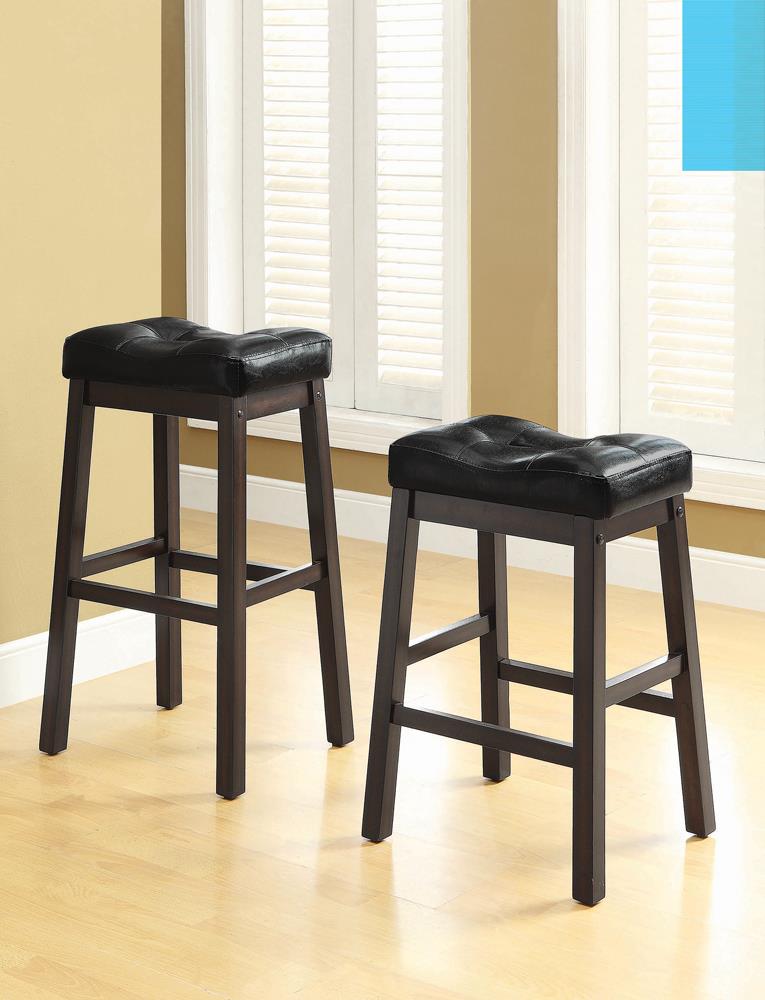 Donald Black/Cappuccino Upholstered Counter Height Stools, Set of 2