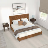 Donald Upholstered Platform Bed King / Cognac