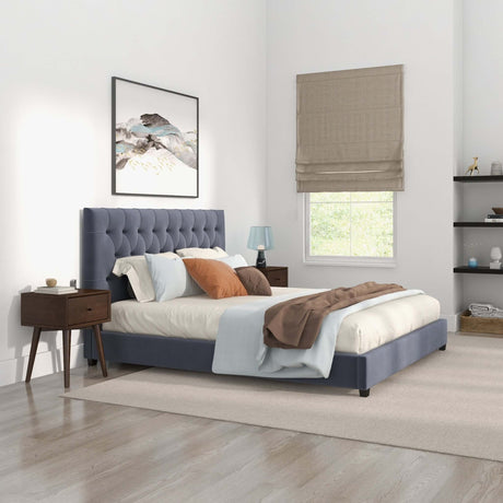 Donald Upholstered Platform Bed King / Grey
