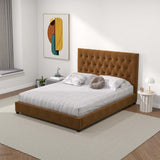 Donald Upholstered Platform Bed Queen / Cognac