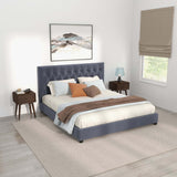 Donald Upholstered Platform Bed Queen / Grey