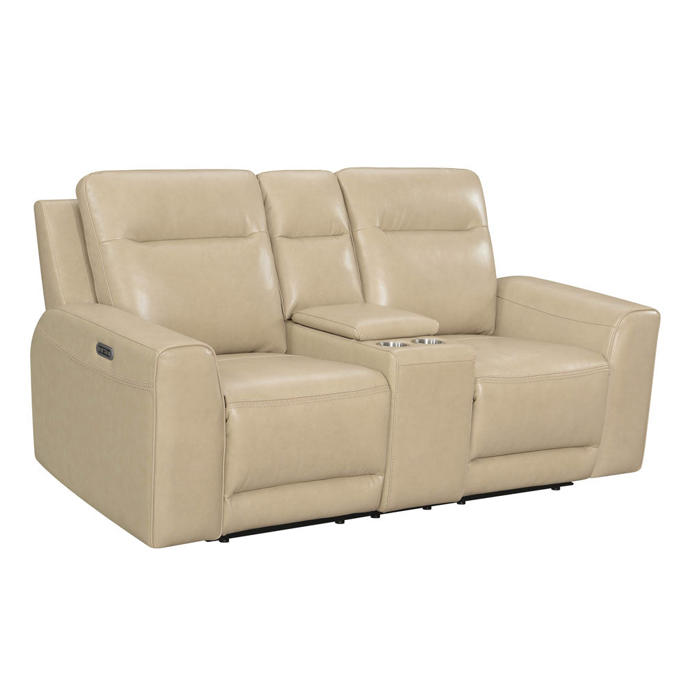 DONCELLA DUAL-POWER LEATHER CONSOLE LOVESEAT