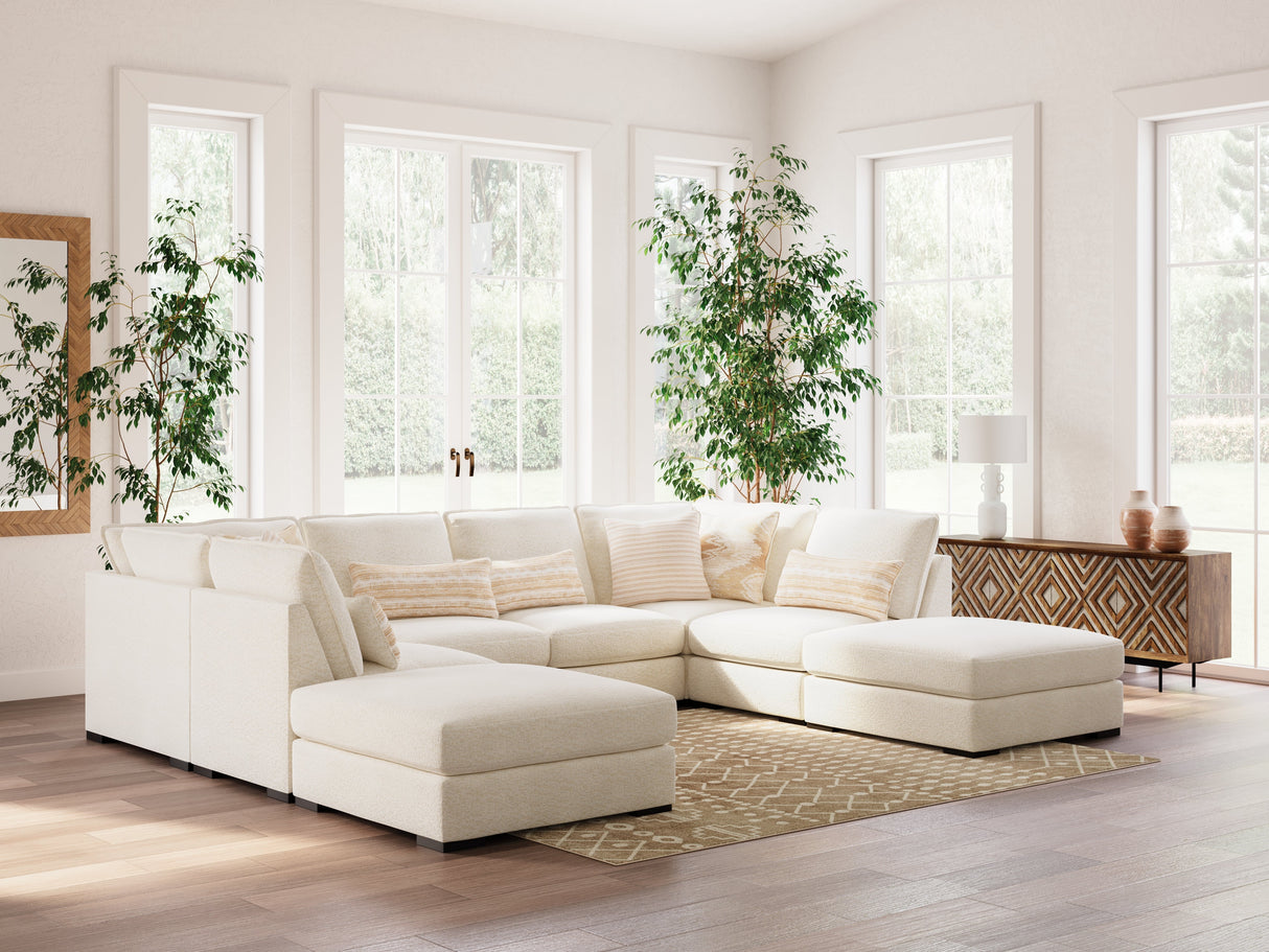 Donelson Creek Vanilla 6-Piece Modular Sectional and Ottoman by Ashley at Eve Furniture