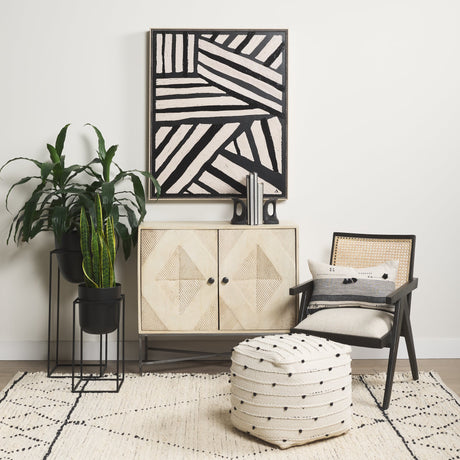 Donna Black Wood Cane-Back w/ Beige Upholstered Seat Dining Chair by Mercana at Eve Furniture
