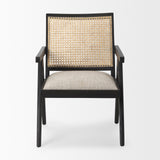 Donna Black Wood Cane-Back w/ Beige Upholstered Seat Dining Chair by Mercana at Eve Furniture