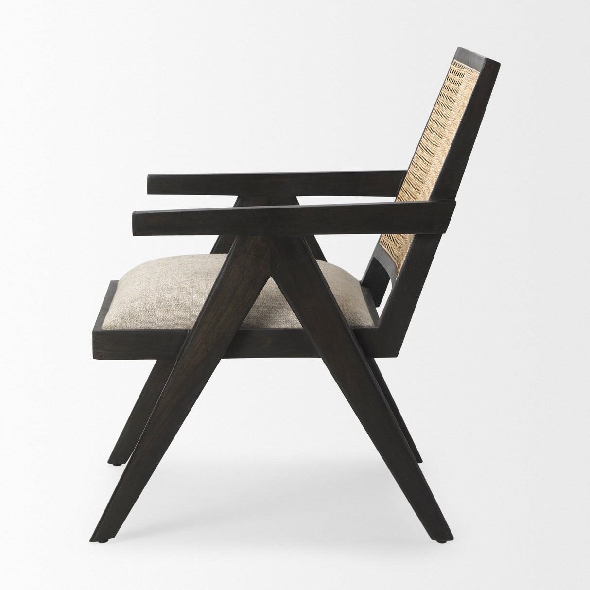 Donna Black Wood Cane-Back w/ Beige Upholstered Seat Dining Chair by Mercana at Eve Furniture