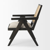 Donna Black Wood Cane-Back w/ Beige Upholstered Seat Dining Chair by Mercana at Eve Furniture