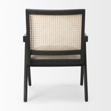 Donna Black Wood Cane-Back w/ Beige Upholstered Seat Dining Chair by Mercana at Eve Furniture