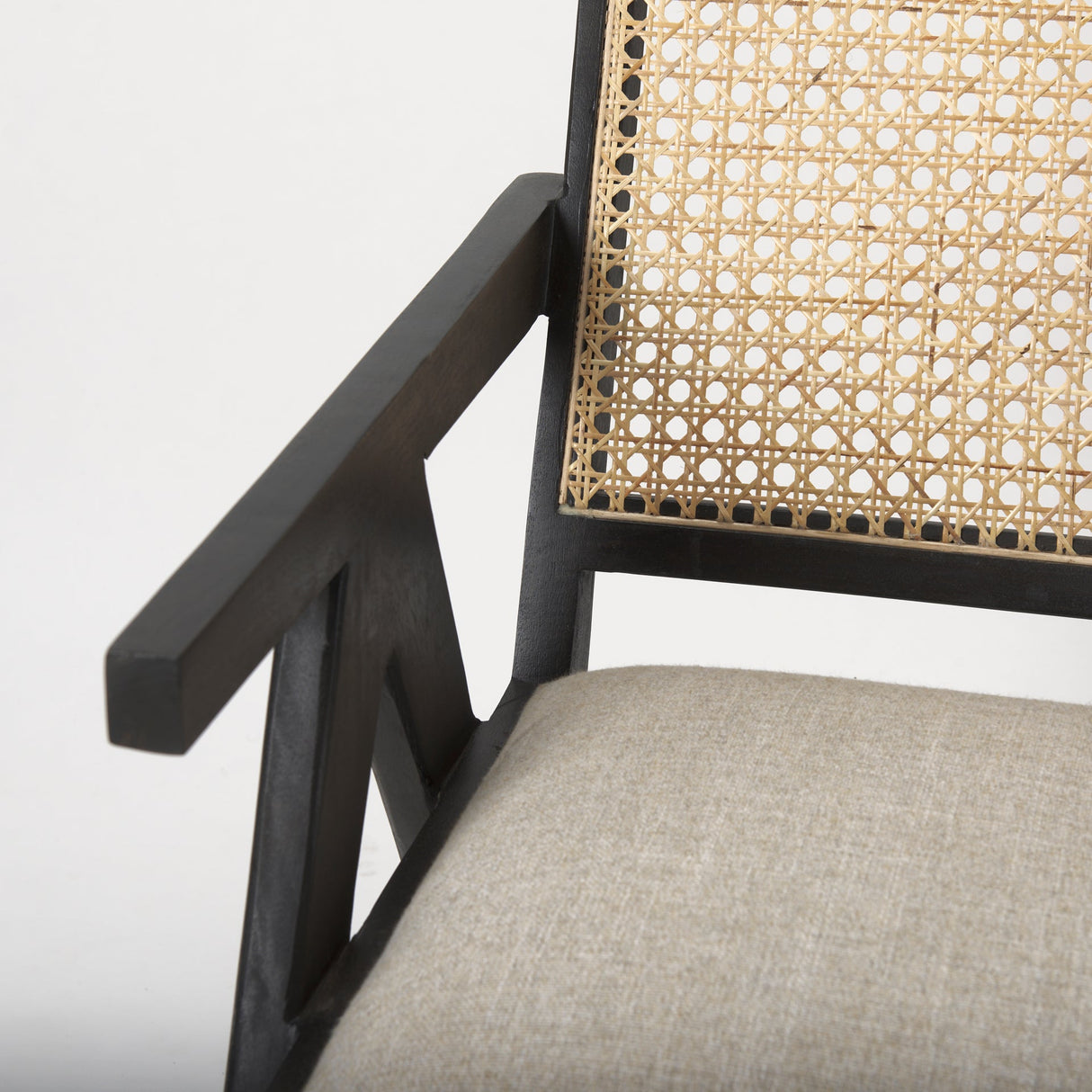Donna Black Wood Cane-Back w/ Beige Upholstered Seat Dining Chair by Mercana at Eve Furniture