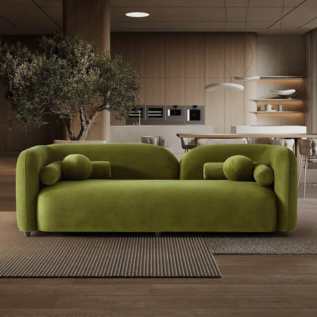 Donna Japandi Style Olive Green Velvet Sofa by Ashcroft Imports at Eve Furniture