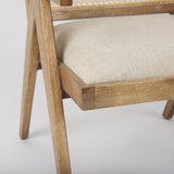 Donna Light Brown Wood Cane-Back w/ Beige Upholstered Seat Dining Chair by Mercana at Eve Furniture