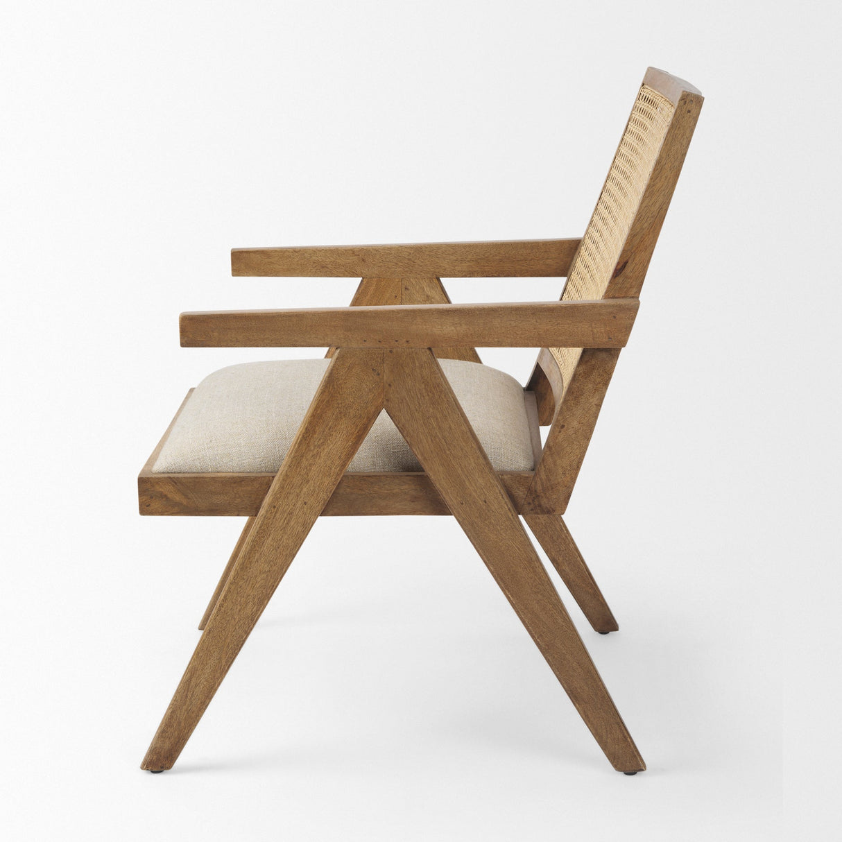 Donna Light Brown Wood Cane-Back w/ Beige Upholstered Seat Dining Chair by Mercana at Eve Furniture
