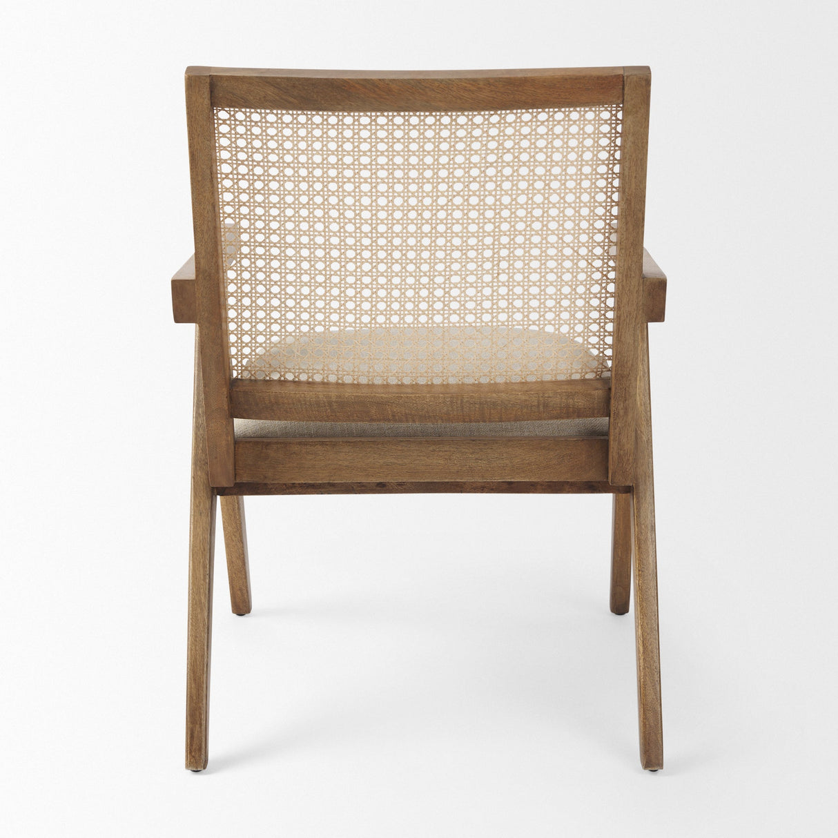 Donna Light Brown Wood Cane-Back w/ Beige Upholstered Seat Dining Chair by Mercana at Eve Furniture