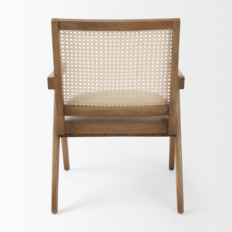 Donna Light Brown Wood Cane-Back w/ Beige Upholstered Seat Dining Chair by Mercana at Eve Furniture