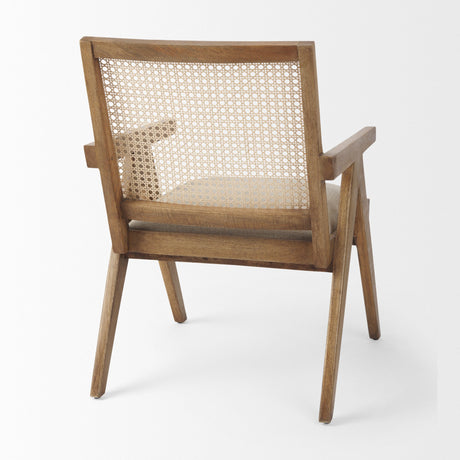 Donna Light Brown Wood Cane-Back w/ Beige Upholstered Seat Dining Chair by Mercana at Eve Furniture