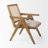Donna Light Brown Wood Cane-Back w/ Beige Upholstered Seat Dining Chair by Mercana at Eve Furniture