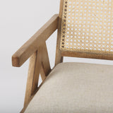 Donna Light Brown Wood Cane-Back w/ Beige Upholstered Seat Dining Chair by Mercana at Eve Furniture