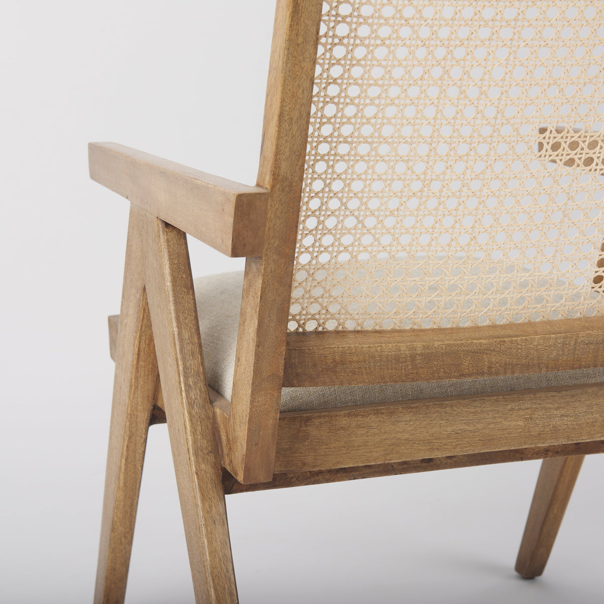 Donna Light Brown Wood Cane-Back w/ Beige Upholstered Seat Dining Chair by Mercana at Eve Furniture