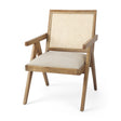 Donna Light Brown Wood Cane-Back w/ Beige Upholstered Seat Dining Chair by Mercana at Eve Furniture