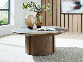 Dontayne Warm Brown Coffee Table by Ashley at Eve Furniture