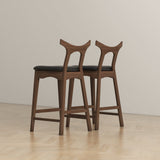 Dorane Solid Wood Frame Black Pu Leather Upholstered Bar Stool - Set of 2 by Ashcroft Furniture at Eve Furniture