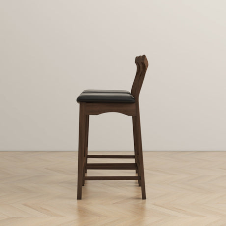 Dorane Solid Wood Frame Black Pu Leather Upholstered Bar Stool - Set of 2 by Ashcroft Furniture at Eve Furniture