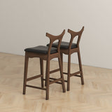 Dorane Solid Wood Frame Black Pu Leather Upholstered Bar Stool - Set of 2 by Ashcroft Furniture at Eve Furniture