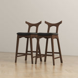 Dorane Solid Wood Frame Black Pu Leather Upholstered Bar Stool - Set of 2 by Ashcroft Furniture at Eve Furniture