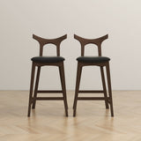 Dorane Solid Wood Frame Black Pu Leather Upholstered Bar Stool - Set of 2 by Ashcroft Furniture at Eve Furniture