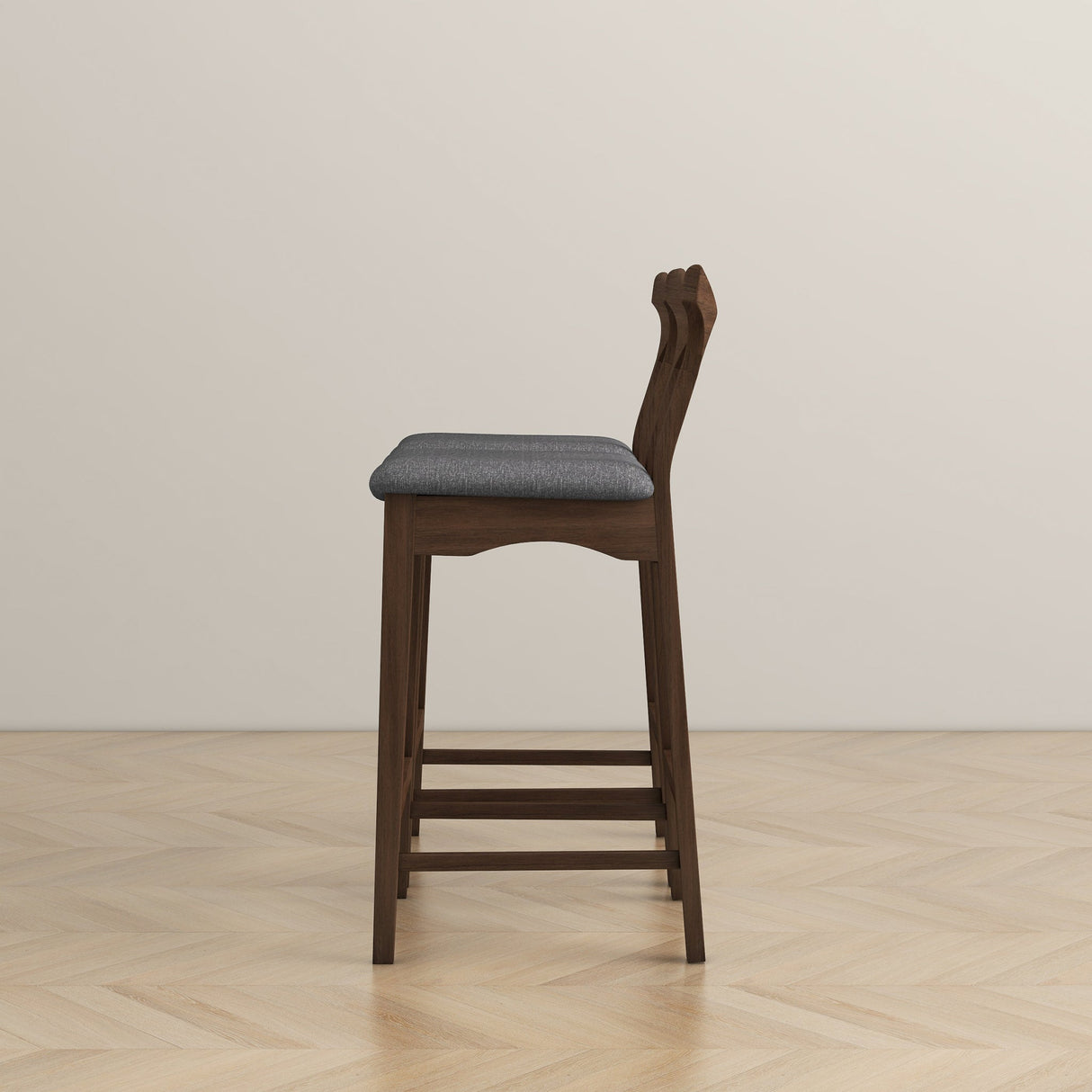 Dorane Solid Wood Frame Grey Fabric Upholstered Bar Stool - Set of 2 by Ashcroft Furniture at Eve Furniture