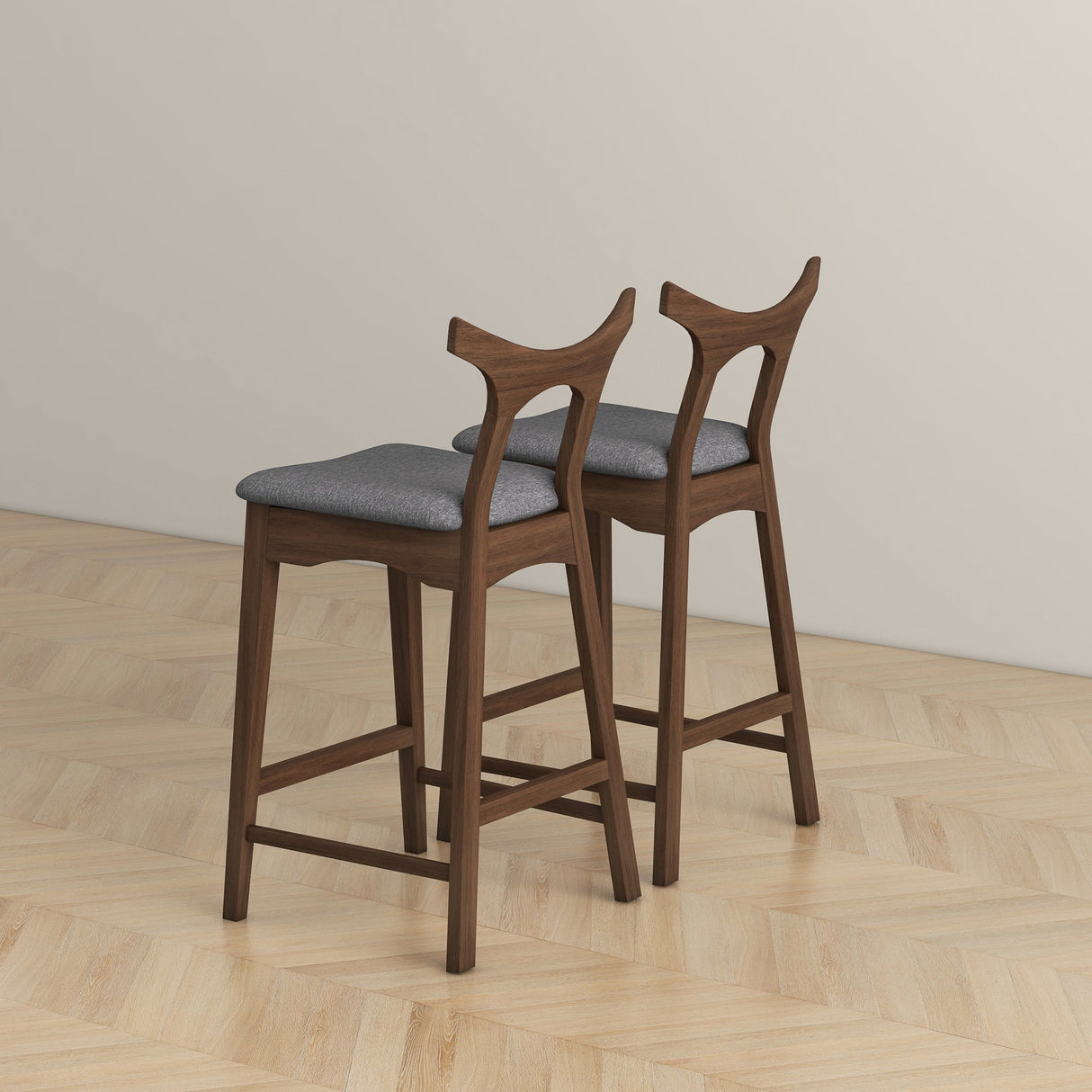 Dorane Solid Wood Frame Grey Fabric Upholstered Bar Stool - Set of 2 by Ashcroft Furniture at Eve Furniture
