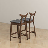 Dorane Solid Wood Frame Grey Fabric Upholstered Bar Stool - Set of 2 by Ashcroft Furniture at Eve Furniture