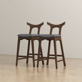 Dorane Solid Wood Frame Grey Fabric Upholstered Bar Stool - Set of 2 by Ashcroft Furniture at Eve Furniture