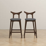Dorane Solid Wood Frame Grey Fabric Upholstered Bar Stool - Set of 2 by Ashcroft Furniture at Eve Furniture