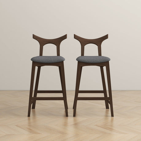 Dorane Solid Wood Frame Grey Fabric Upholstered Bar Stool - Set of 2 by Ashcroft Furniture at Eve Furniture